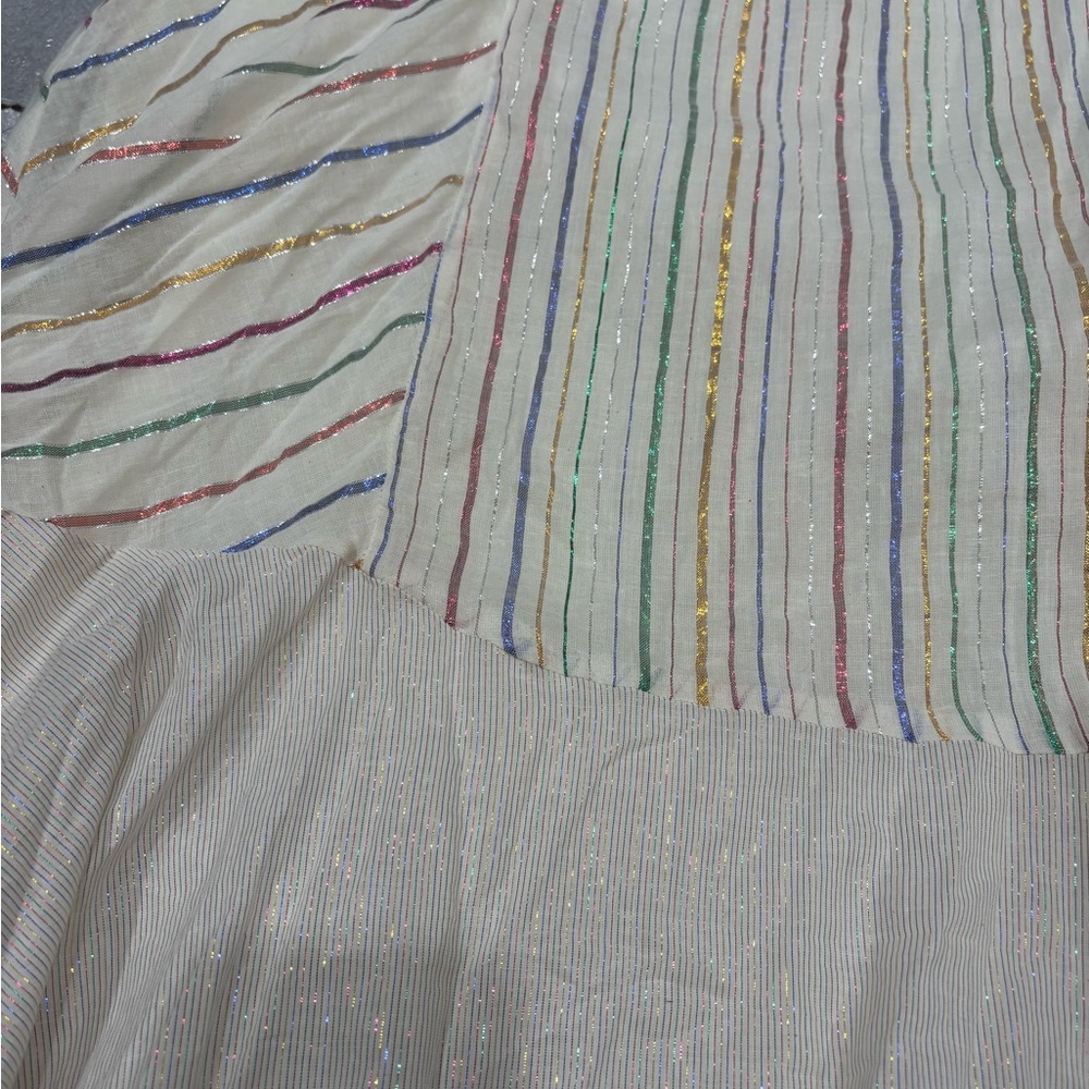 [S]Lulus Girl Power Cream Metallic Multi Striped Ruffled Maxi Dress - Picture 4 of 10